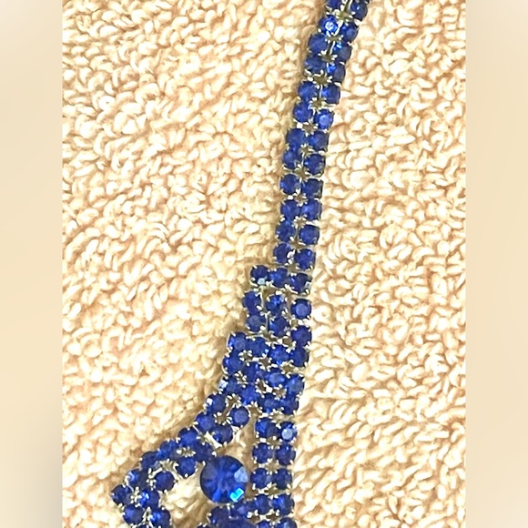 Crystal blue persuasion bib necklace adjustable geometric design sparkly ST 90s - Picture 3 of 5